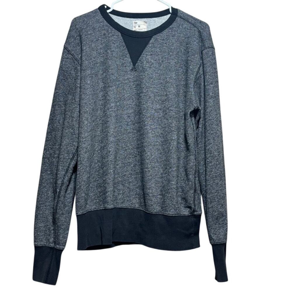 Gap Women's Gray Marled Crewneck Sweatshirt Long Cuffed Sleeves Size M